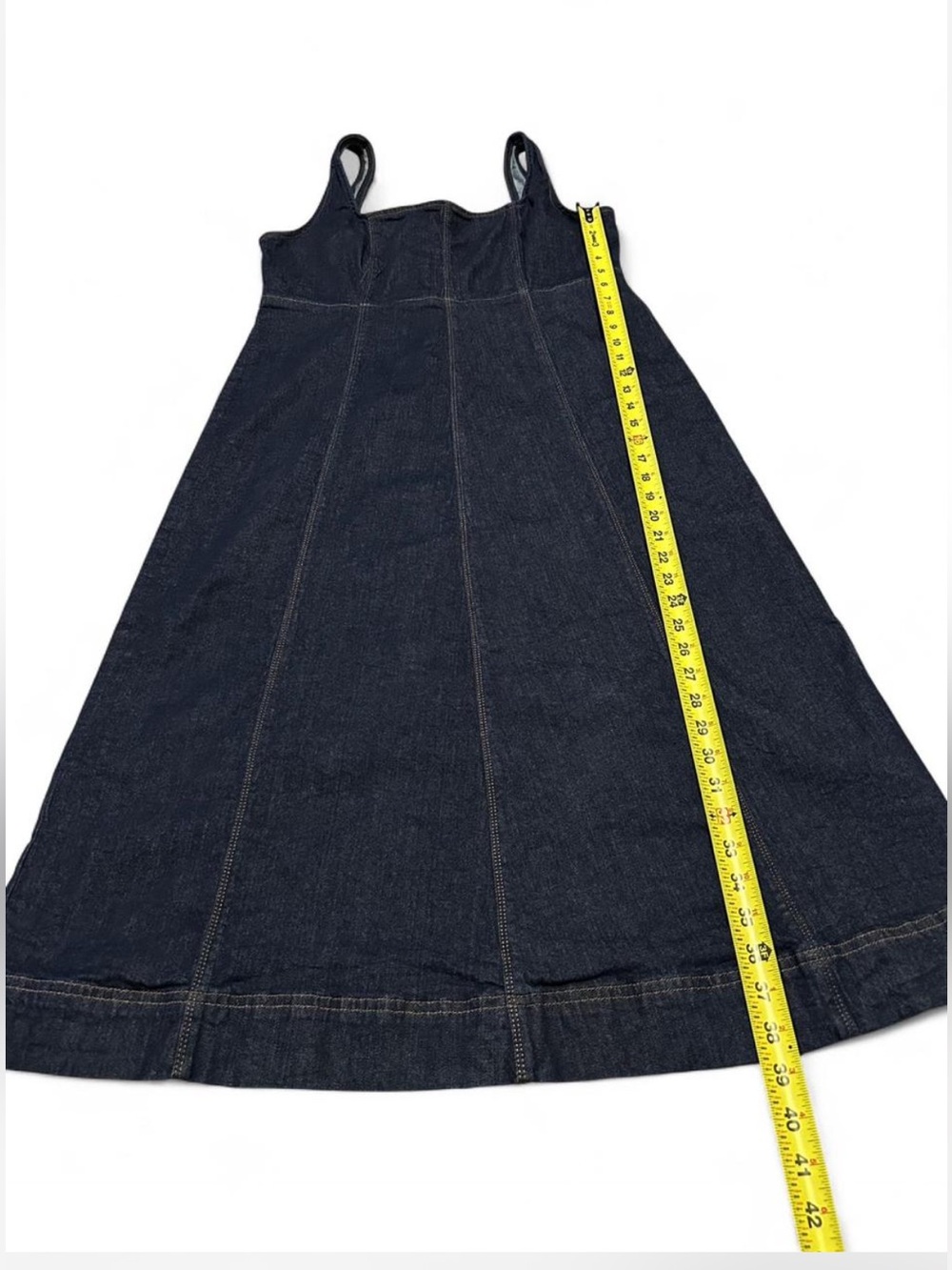 Dark Indigo Denim Square-Neck Midi Dress - Picture 7 of 7